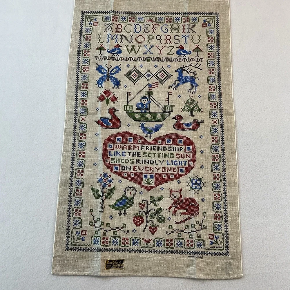 Kay Dee Handprints Linen Kitchen Towel Sampler Friendship Lois Long VTG‎ NEW